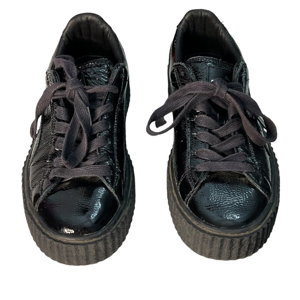 PUMA FENTY by Rihanna black wrinkled patent leather Creeper Women’s us 8 EUC#SB5